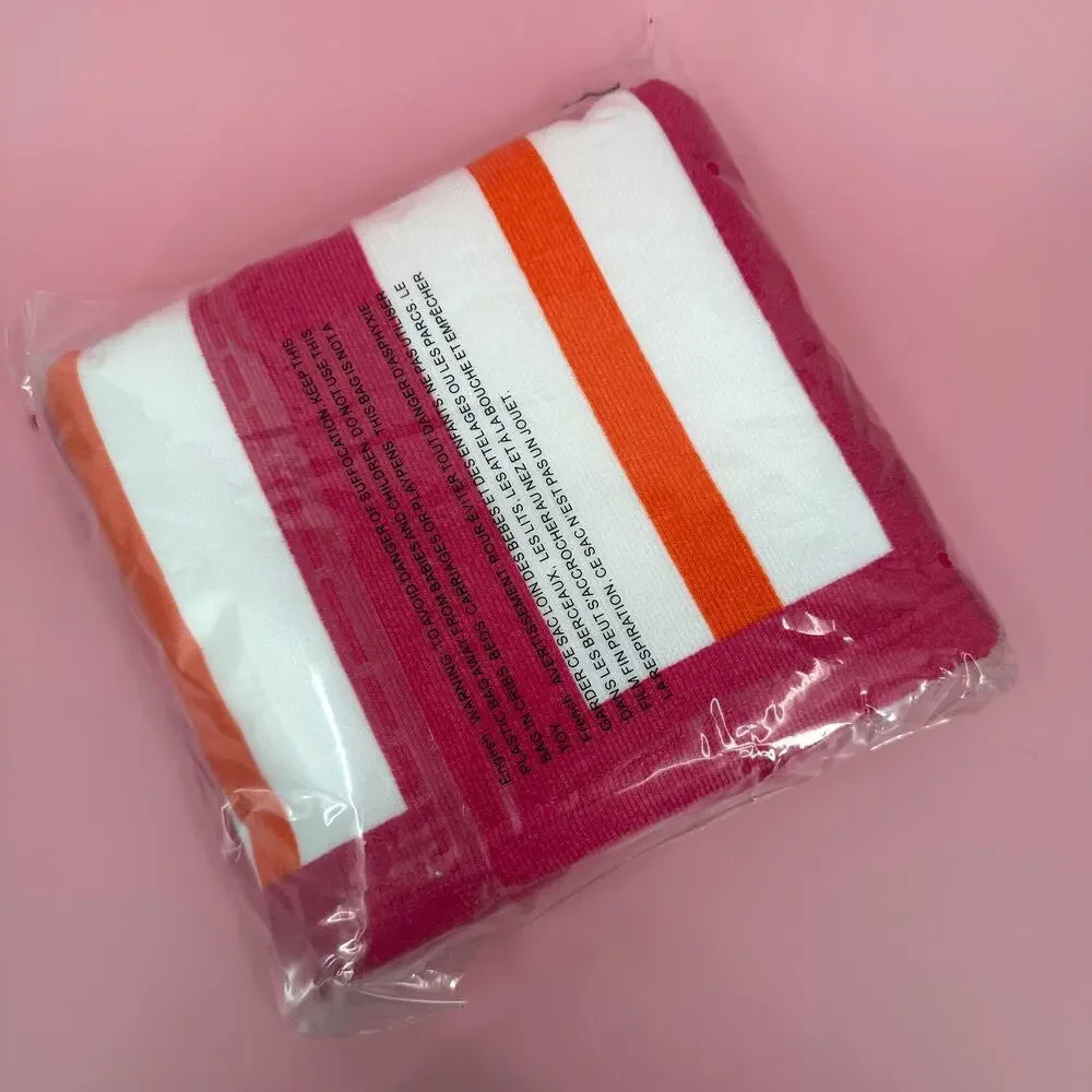 Beach Riot Club Beach Towel FabFitFun Pink Orange White Stripe NEW